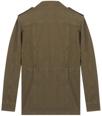 SAINT LAURENT Solid Logo Embroidered Casual Denim Jacket Army Green 659214Y153W2840 Lookbook SAINT LAURENT Solid Logo Embroidered Casual Denim Jacket Army Green 659214Y153W2840