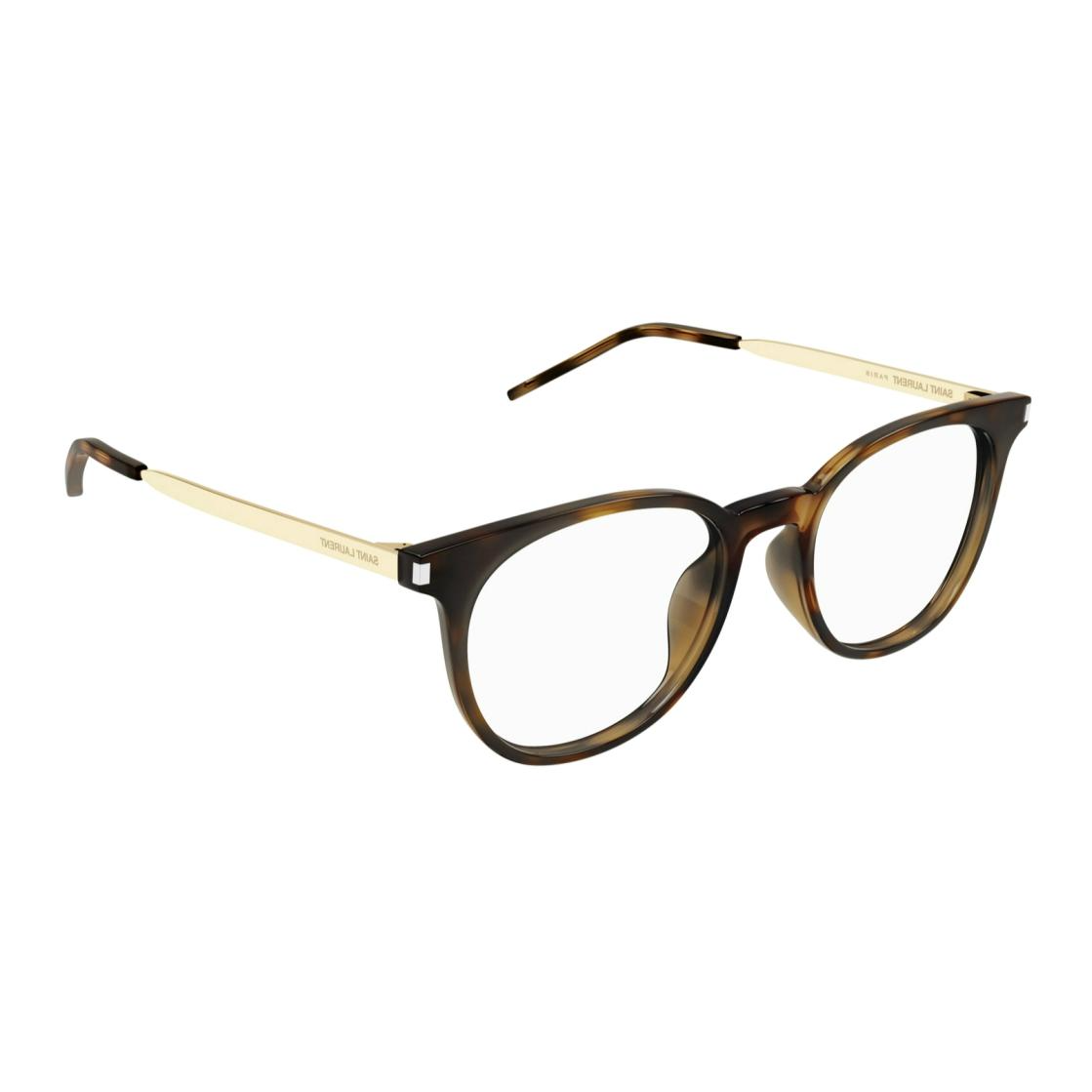 Shop SAINT LAURENT Cermin Mata Bingkai Bulat Tortoiseshell Logam Acetate. SL683F