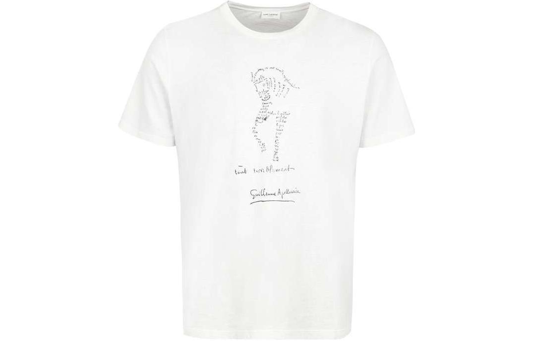 Order 생로랑 화이트 레터 프린트 크루넥 티셔츠 646371Y36AL9766