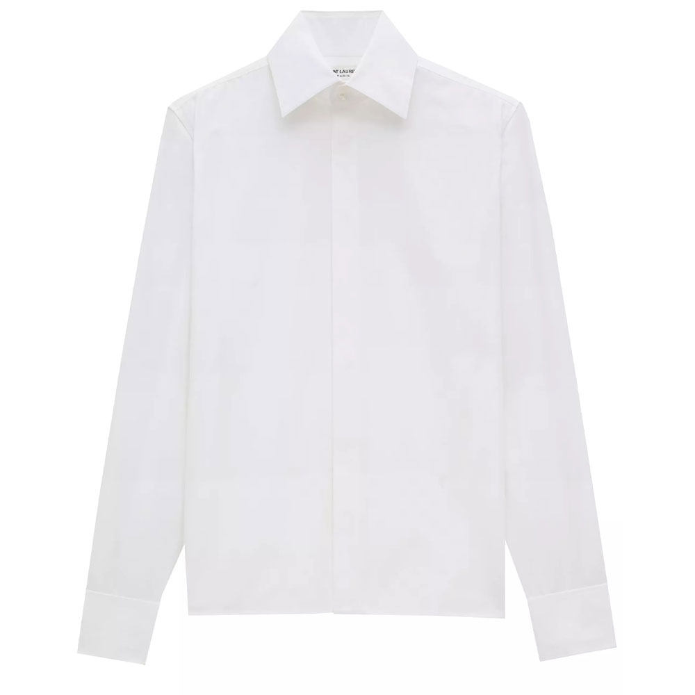 SAINT LAURENT  White Long Sleeve Casual Shirt with Pointed Collar 793321Y1H489000