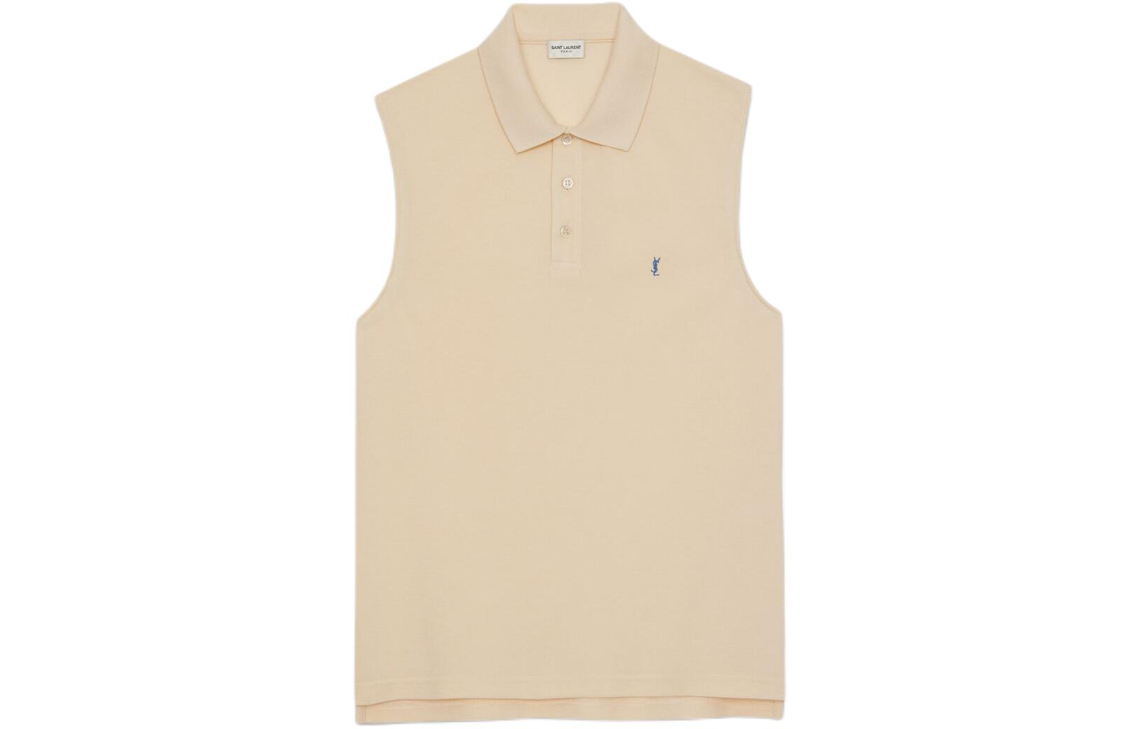 SAINT LAURENT  Yellow Solid Sleeveless Casual Polo Shirt. 775377Y37HC7265