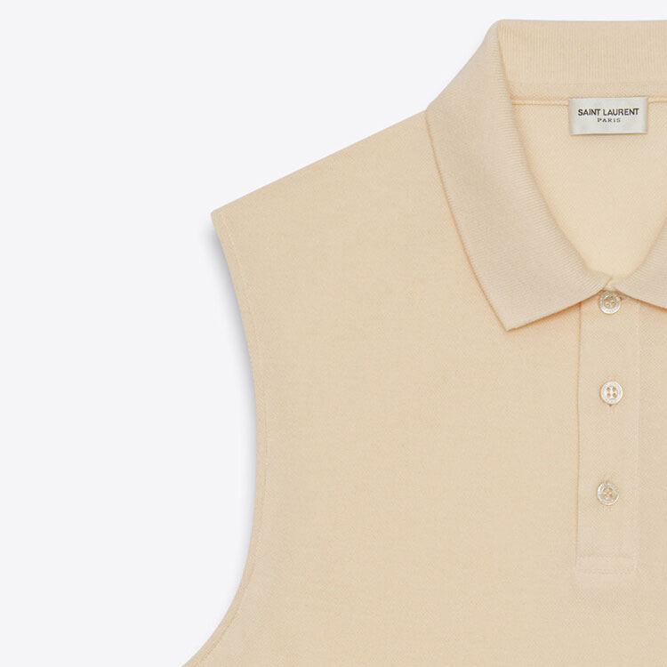 Purchase 圣罗兰 黄色纯色无袖休闲POLO衫 775377Y37HC7265