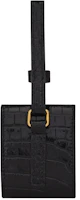 Order Saint Laurent AirPods Case Monogram Crocodile-Embossed Shiny Leather Black
