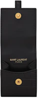 Lookbook Saint Laurent AirPods Case Monogram Crocodile-Embossed Shiny Leather Black