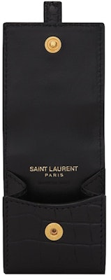 Saint Laurent AirPods Case Monogram Crocodile-Embossed Shiny Leather Black Lookbook Saint Laurent AirPods Case Monogram Crocodile-Embossed Shiny Leather Black