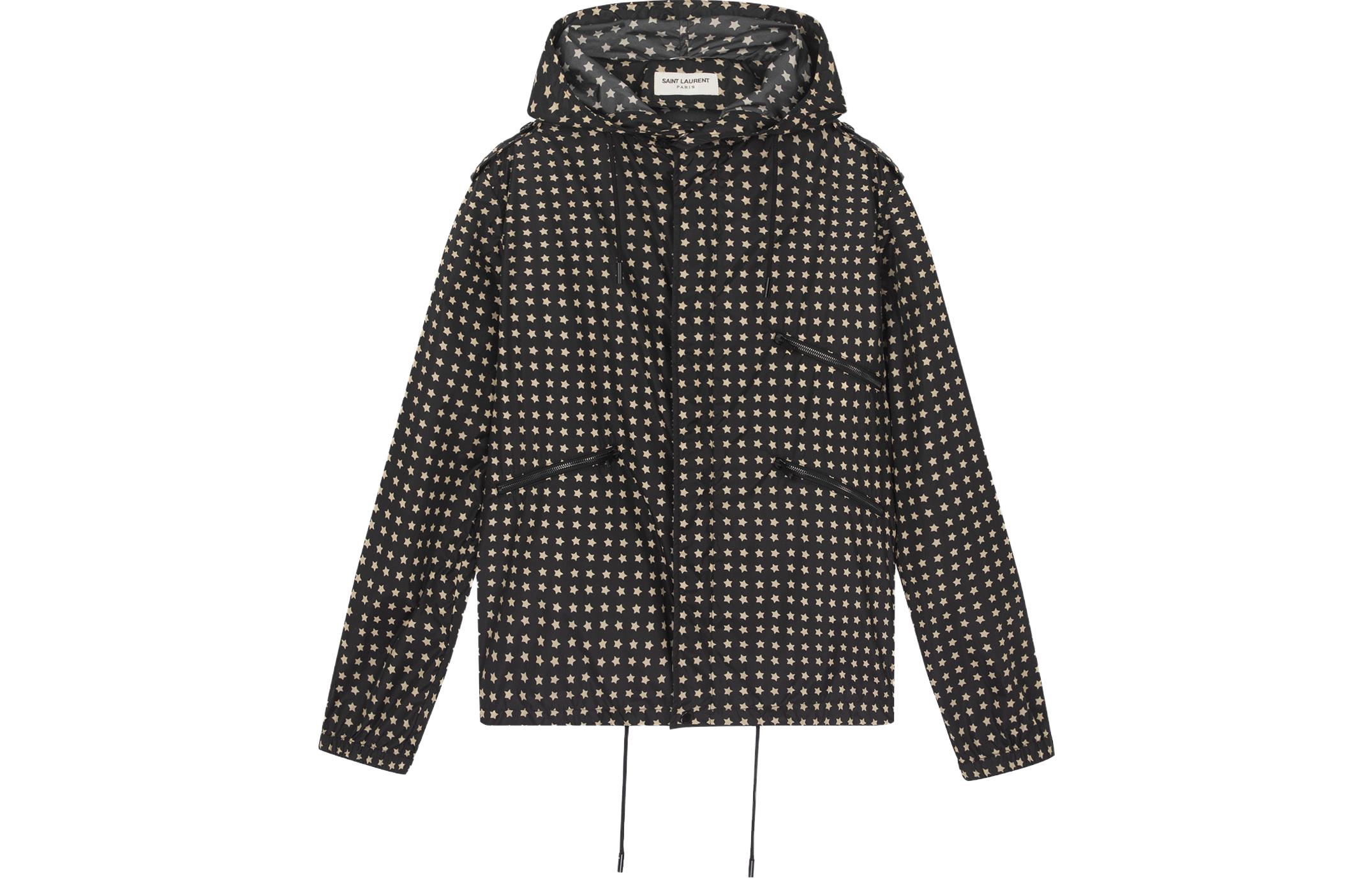 Saint Laurent All-Over Print Casual Zip Hoodie Jacket Black 504710Y790U1059