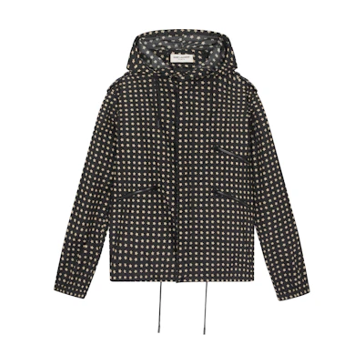 Saint Laurent All-Over Print Casual Zip Hoodie Jacket Black 504710Y790U1059