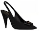 Order Saint Laurent Anaïs 'Black Ribbon Canvas and Patent Leather Bow Slingback Heels' 64178214Q101000