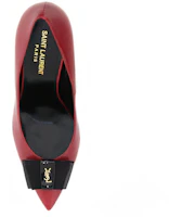 Shop SAINT LAURENT Anaïs 皮革蝴蝶結淺口高跟鞋 绚丽红