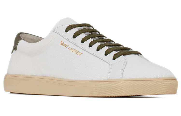 Order Saint Laurent Andy 'Putih Hijau Tua' Sneakers 712126-12N70-8513