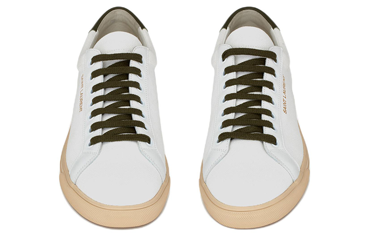 Lookbook Saint Laurent Andy 'Putih Hijau Tua' Sneakers 712126-12N70-8513