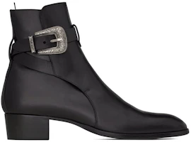 Order SAINT LAURENT 聖羅蘭 牛皮 侧置搭扣 短靴 4cm 男款 黑色