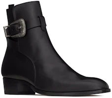 Lookbook SAINT LAURENT 聖羅蘭 牛皮 侧置搭扣 短靴 4cm 男款 黑色
