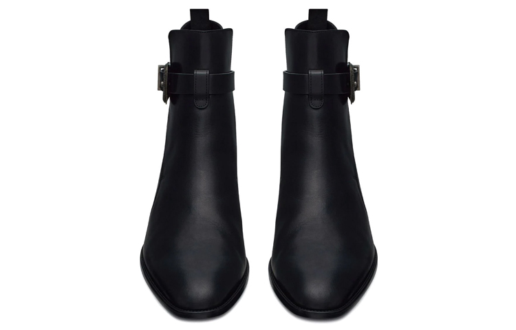 Shop Bota Tobillera Saint Laurent 'Negra con Hebilla Lateral' 68830228N001000