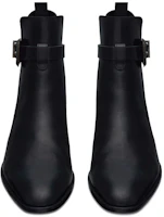 Shop SAINT LAURENT 聖羅蘭 牛皮 侧置搭扣 短靴 4cm 男款 黑色