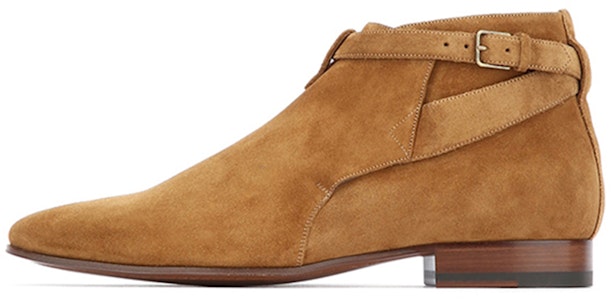 聖羅蘭絨面革踝靴 卡其色 Buy 聖羅蘭絨面革踝靴 卡其色