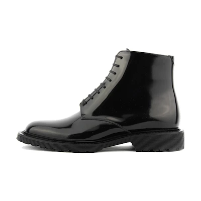 Saint Laurent Army 'Shiny Black Leather Lace-Up Ankle Boots'