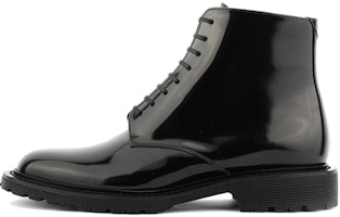 Saint Laurent Army 'Shiny Black Leather Lace-Up Ankle Boots' 632364AAAS61000 Saint Laurent Army 'Shiny Black Leather Lace-Up Ankle Boots' 632364AAAS61000