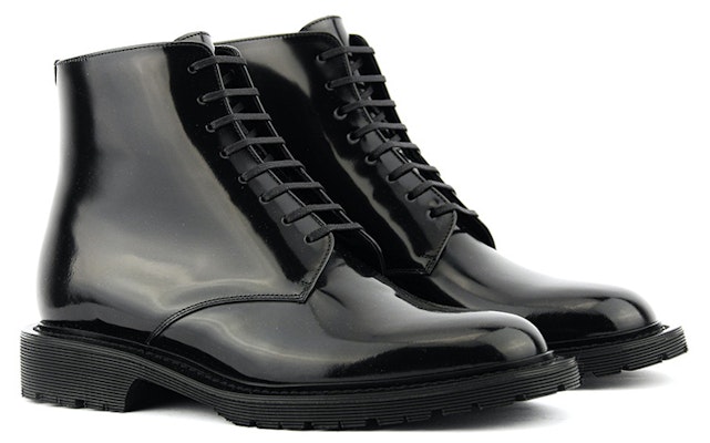 Saint Laurent Army 'Shiny Black Leather Lace-Up Ankle Boots' 632364AAAS61000 Order Saint Laurent Army 'Shiny Black Leather Lace-Up Ankle Boots' 632364AAAS61000