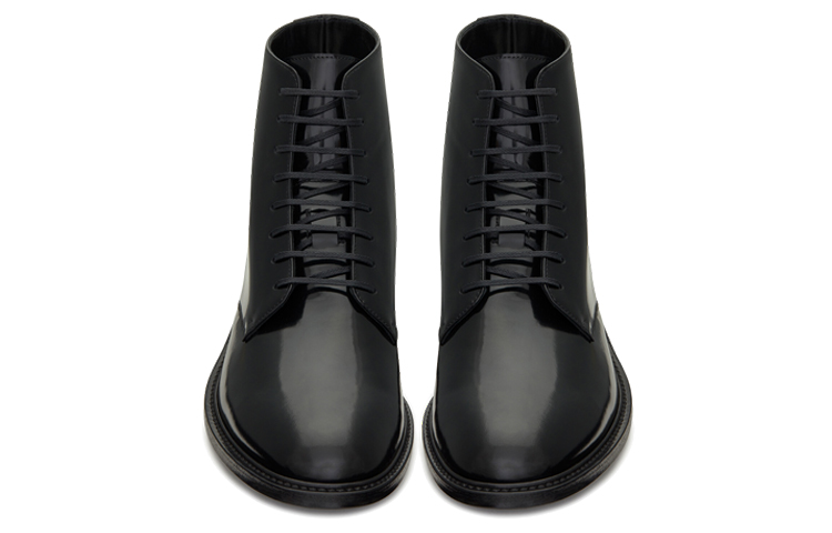 Shop Sepatu Boot Hitam Patent Tali Saint Laurent Army Ankle 6323581YZ001000