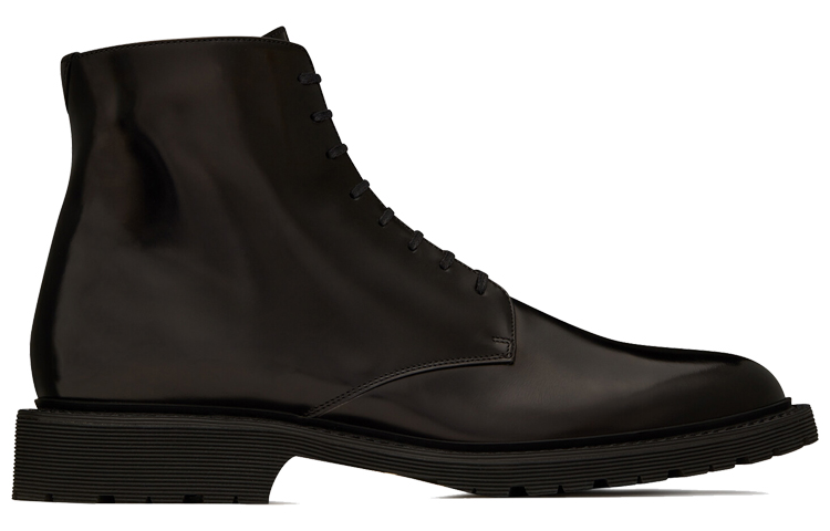 Order Saint Laurent Kasut Mid-Top 'Kulit Hitam Licin' 6323641Y0001000