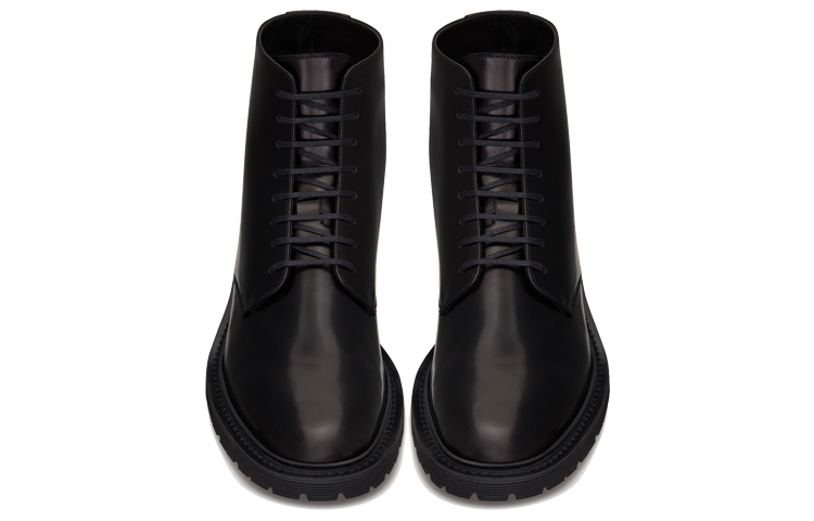 Shop Saint Laurent Kasut Mid-Top 'Kulit Hitam Licin' 6323641Y0001000