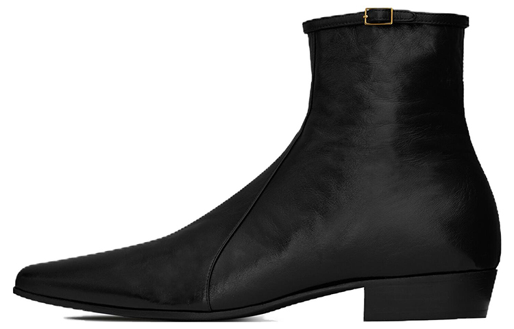 Saint Laurent Arsun 'Black Patent Leather Buckled Boot' 73171625N001000