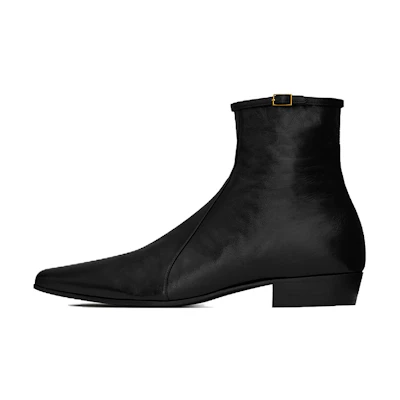 Saint Laurent Arsun 'Black Patent Leather Buckled Boot'