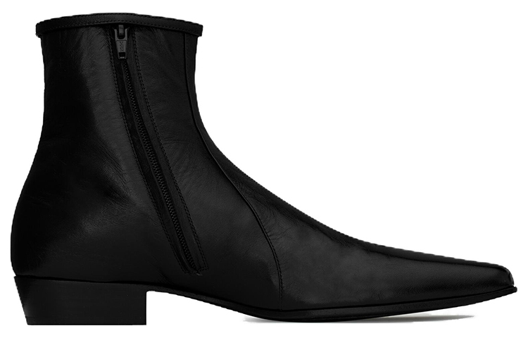 Order Saint Laurent Arsun ''Stivale Nero in Pelle Verniciata con Fibbia'' 73171625N001000