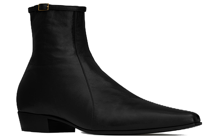 Lookbook Saint Laurent Arsun ''Stivale Nero in Pelle Verniciata con Fibbia'' 73171625N001000