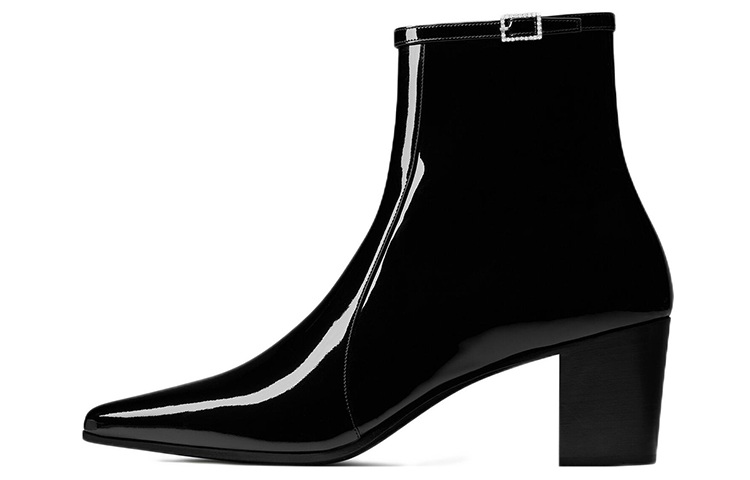 Saint Laurent Arsun Boot 'Black Patent Crystal Buckle' 7357581TV001000