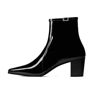 Saint Laurent Arsun Boot 'Black Patent Crystal Buckle'