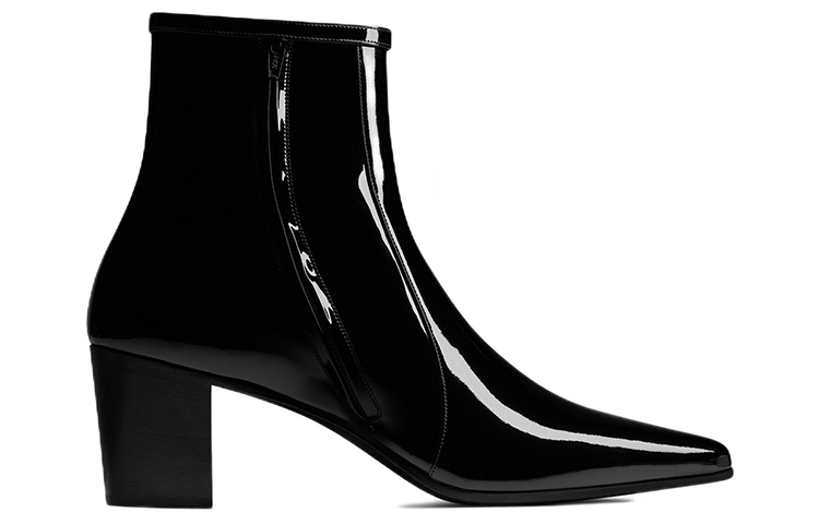 Order SAINT LAURENT 聖羅蘭 Arsun 漆皮 水鑽扣 時尚短靴 黑色