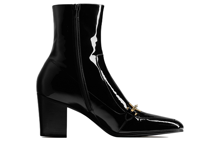 Order Botines de moda Saint Laurent Beau con puntera cuadrada y acabado brillo 'Negro' 709468AAA4U1000