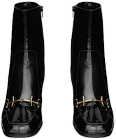 Shop Saint Laurent Beau Bottines Mode Noires à Bout Carré Vernies 709468AAA4U1000