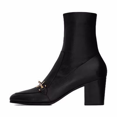 Saint Laurent Beau Short Boots 'Metal Buckle Black'