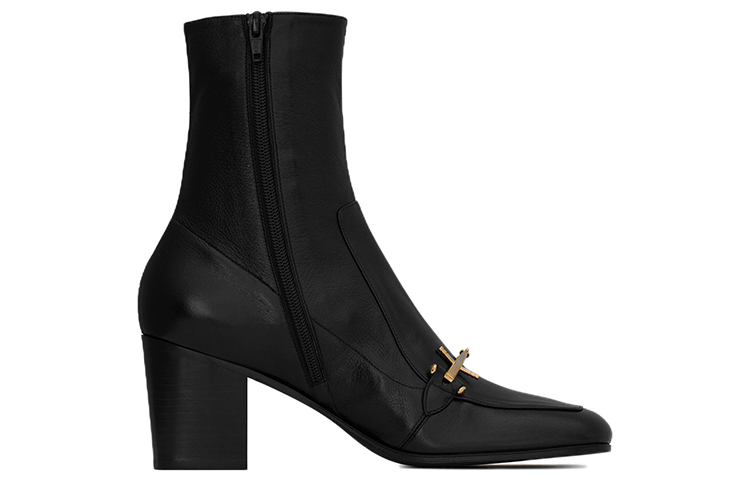 Order Saint Laurent Beau Kasut But Pendek 'Buckle Logam Hitam' 70946825NCC1000