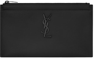 Saint Laurent Bill Pouch Monogram Grain de Poudre Embossed Leather Black Saint Laurent Bill Pouch Monogram Grain de Poudre Embossed Leather Black