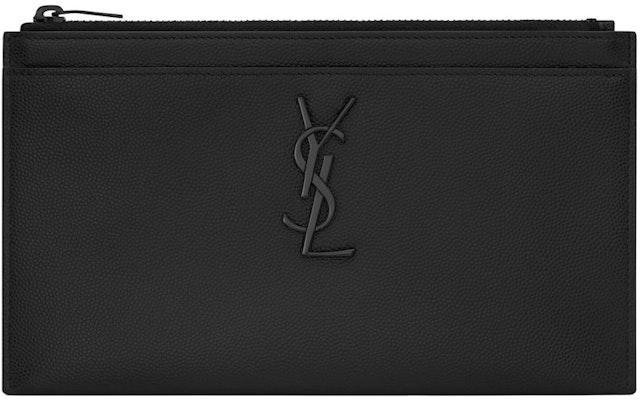 Saint Laurent Bill Pouch Monogram Grain de Poudre Embossed Leather Black Buy Saint Laurent Bill Pouch Monogram Grain de Poudre Embossed Leather Black