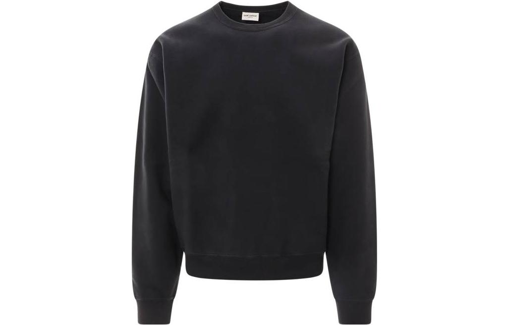 Saint Laurent Black Crewneck Sweatshirt with Embroidered Lettering Print 754513Y36SW4852