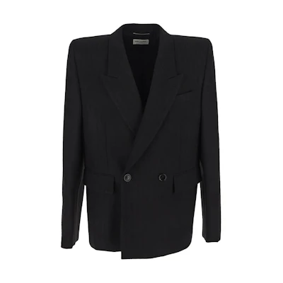 Saint Laurent Black Double-Breasted Long-Sleeve Jacket 752817Y1H201000