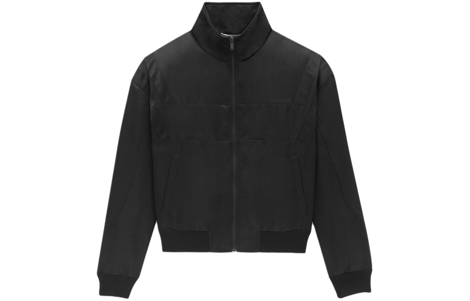 Saint Laurent Black Embroidered Logo Zip-Up Jacket 779952Y2D601000