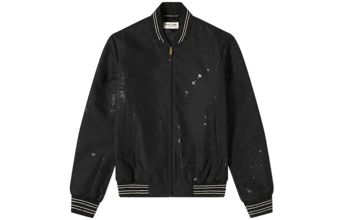 Saint Laurent Black Galaxy Print Zip-Up Jacket with Long Sleeves 605935Y2A031000