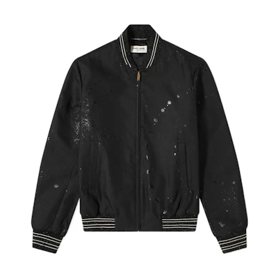 Saint Laurent Black Galaxy Print Zip-Up Jacket with Long Sleeves 605935Y2A031000