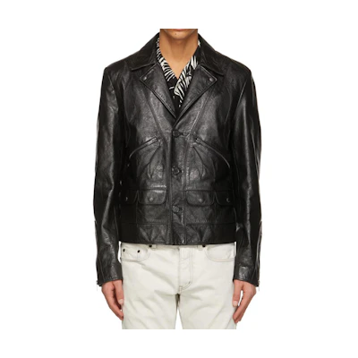 Saint Laurent Black Glossy Single-Breasted Blazer Jacket 642556Y5RD2-1010