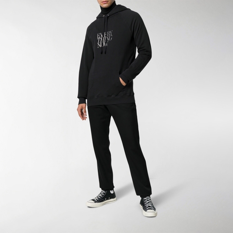 Shop Saint Laurent Black Hoodie with Letter Logo Print 529627YB2VI1049