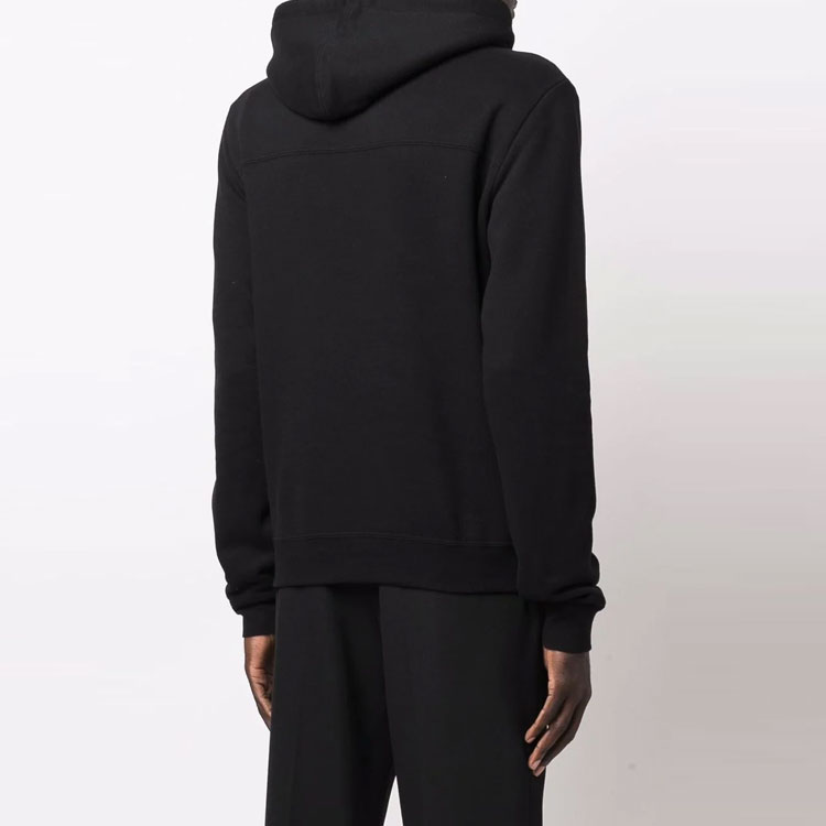Purchase Saint Laurent Black Hoodie with Logo Print and Drawstring. 677263YBVB21095