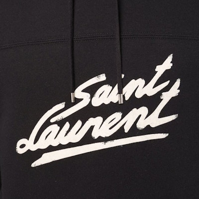 Saint Laurent Black Hoodie with Logo Print and Drawstring. 677263YBVB21095 Sizing Saint Laurent Black Hoodie with Logo Print and Drawstring. 677263YBVB21095