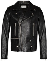 SAINT LAURENT Black Leather Biker Jacket with Zipper. 484284YC2NI1000 SAINT LAURENT Black Leather Biker Jacket with Zipper. 484284YC2NI1000