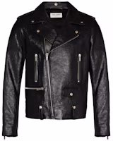 Order SAINT LAURENT 黑色皮革拉鍊機車夾克 484284YC2NI1000